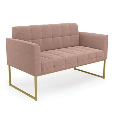 Namoradeira E 2 Poltronas Industrial Dourado Elisa Bouclê D03 - D?rossi Cor Rose