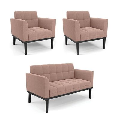 Namoradeira 2 Poltronas Base Madeira Fixa Pto Elisa Bouclê D03 - D?rossi Cor Rose