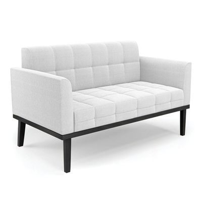 Namoradeira 2 Poltronas Base Madeira Fixa Pto Elisa Bouclê D03 - D?rossi Cor Off White