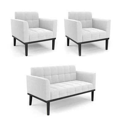 Namoradeira 2 Poltronas Base Madeira Fixa Pto Elisa Bouclê D03 - D?rossi Cor Off White