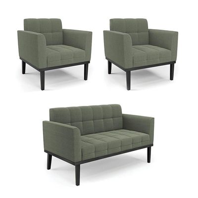 Namoradeira 2 Poltronas Base Madeira Fixa Pto Elisa Bouclê D03 - D?rossi Cor Verde Pistache