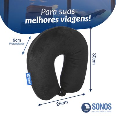 Kit 2 Almofadas de Pescoço Tradicional Sonos Preta