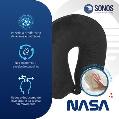 Kit 2 Almofadas de Pescoço Tradicional Sonos Preta