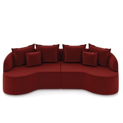 Sofá 5 Lugares Orgânico Living 290cm Mersa Veludo Vermelho K01 - D'rossi