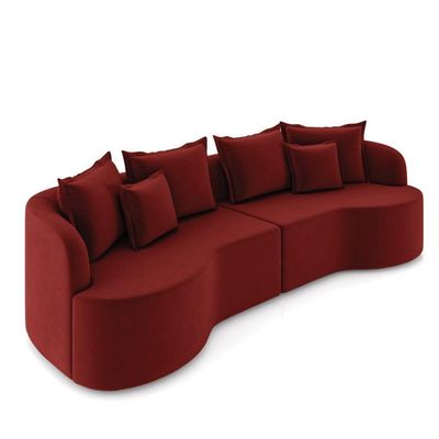 Sofá 5 Lugares Orgânico Living 290cm Mersa Veludo Vermelho K01 - D'rossi