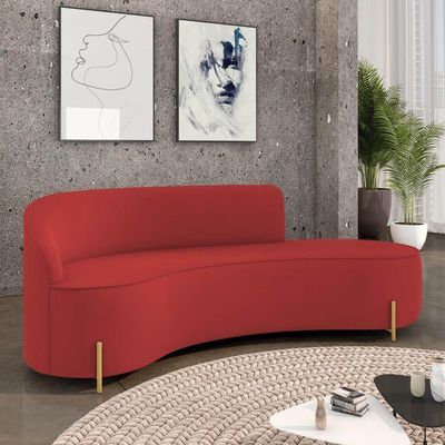 Sofá 4 Lugares Orgânico 220cm Pé Ferro Dourado Morgan Veludo D03 D'rossi Marsala