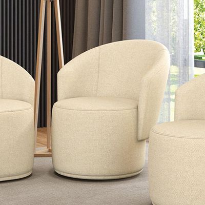 Poltrona Decorativa Orgânica Fixa Para Sala Malu Linho Bege D'Rossi