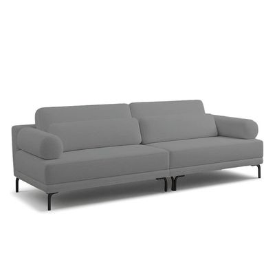 Sofá 4 Lugares Living 274cm Pé Ferro Romeu Bouclê K01 - D'rossi Cinza Escuro