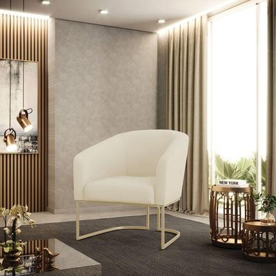 Poltrona Sala Decorativa Stella Base Industrial Veludo Cotelê Verde D'Rossi