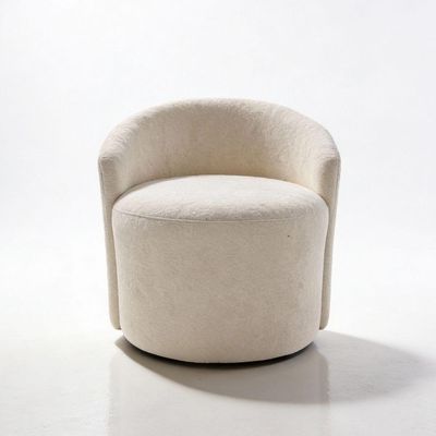 Poltrona Orgânica Redonda Para Sala Lara Confortável Tecido Boucle Cor Bege