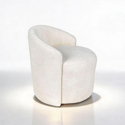 Poltrona Orgânica Redonda Para Sala Lara Confortável Tecido Boucle Cor Bege