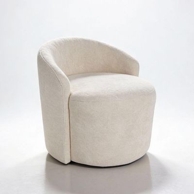 Poltrona Orgânica Redonda Para Sala Lara Confortável Tecido Boucle Cor Bege