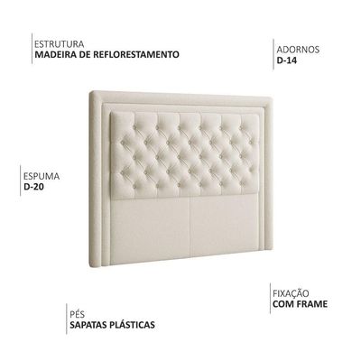Cabeceira Casal King 195 Cm Elegance Bouclé Off White - Nexta Casa