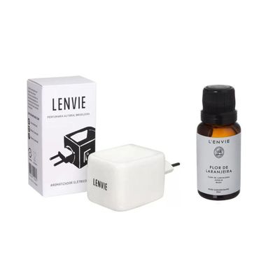 Difusor Elétrico De Cerâmica + óleo Concentrado Flor De Laranjeira 20ml Lenvie