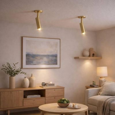 Spot Cilíndrico Sobrepor Direcionável Luminária de Teto 15cm Alumínio Dourado LED G9 Neo Dital