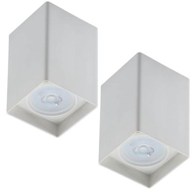 Kit 2 Spots de Teto Capa Quadrada Branco Termoplástico Bivolt Luminária Alta Dital