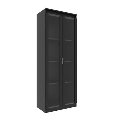 Cristaleira Vertical 2 Portas de Vidro 3 Prateleiras 160,5cmx60cm CR6004 Preto