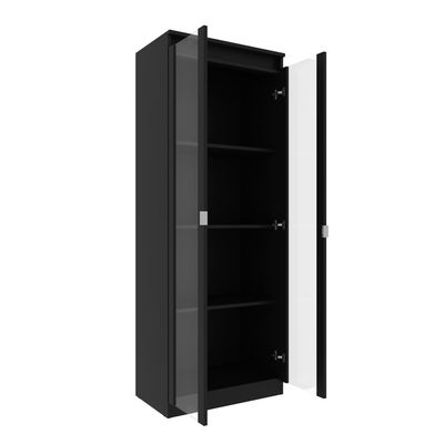 Cristaleira Vertical 2 Portas de Vidro 3 Prateleiras 160,5cmx60cm CR6004 Preto