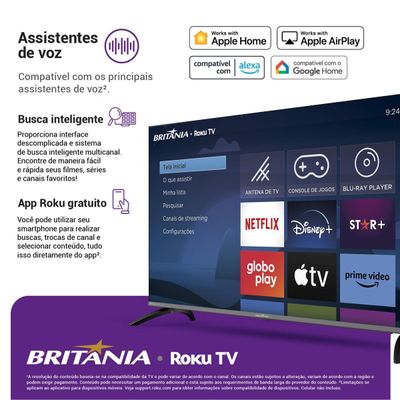Smart TV 50" Britânia Roku B50CRA HDR10 Dolby Audio Bivolt