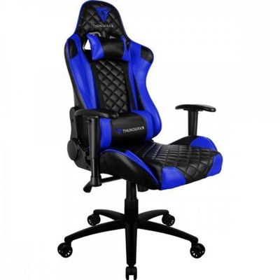Cadeira Gamer TGC12 em Poliuretano com Fibra de Carbono, Encosto Reclinável 135° e Almofadas Azul