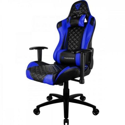Cadeira Gamer TGC12 em Poliuretano com Fibra de Carbono, Encosto Reclinável 135° e Almofadas Azul