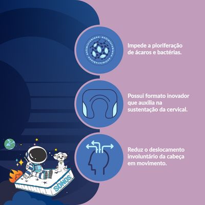 Almofada de Pescoço Sonos Infantil Para Viagem e Descanso Lilás