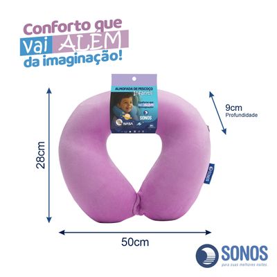 Almofada de Pescoço Sonos Infantil Para Viagem e Descanso Lilás