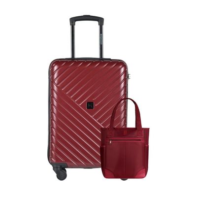 Kit Mala de Bordo 10 kg Abs 4 Rodas Detroit + Bolsa Mochila Feminina Grande Esportiva Cora Vinho