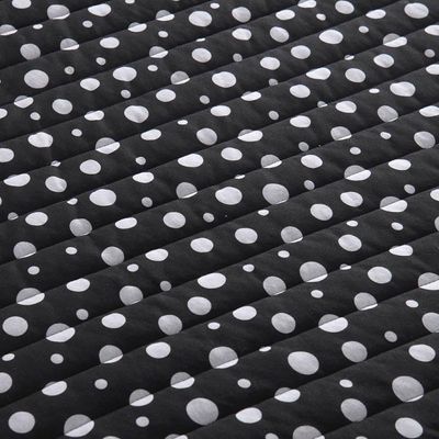 Kit Cobre Leito Colcha Polly King 3 Peças Malha 100% Algodão Estampa Bolinhas - Preto