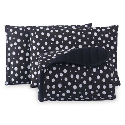 Kit Cobre Leito Colcha Polly King 3 Peças Malha 100% Algodão Estampa Bolinhas - Preto