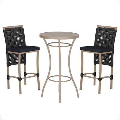 Mesa Bistro E 2 Banquetas Roma Fendi Corda Náutica 12 Preta
