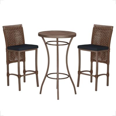 Mesa Bistro E 2 Banquetas Roma Marrom Corda Náutica 12 Marrom