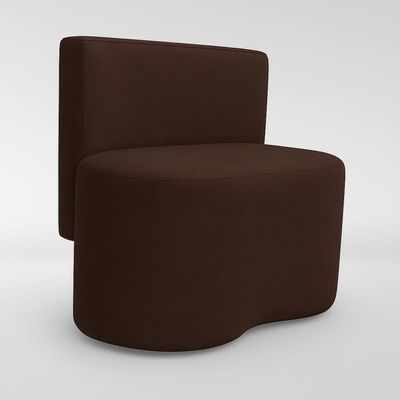 Puff Orgânico Feijão Com Encosto Curvo Redondo Sala Resistente Confortável Suede Marrom