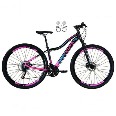 Bicicleta Aro 29 Absolute Hera Feminina Alumínio 21v Freio Hidráulico Garfo Suspensão Preto-Rosa 15