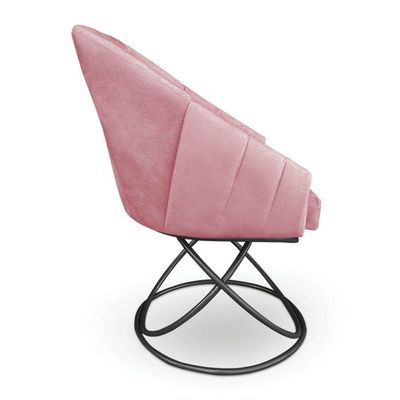Kit 6 Poltronas Luxo Alana Veludo Rosê Base Luxo Preto - Pallazio