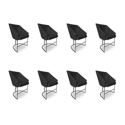 Kit 8 Poltronas Luxo Alana Veludo Base Ferro Preto - Pallazio Cor Preto