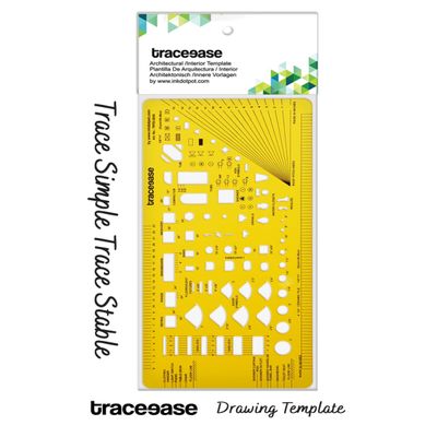 Estêncil Traceease para Plantas Arquitetônicas e Símbolos de Cozinha e Banheiro, para Profissionais, 39,3 x 19,6 cm - IBA Crafts Amarelo