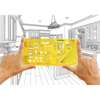Estêncil Traceease para Plantas Arquitetônicas e Símbolos de Cozinha e Banheiro, para Profissionais, 39,3 x 19,6 cm - IBA Crafts Amarelo