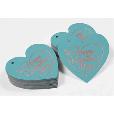 Etiquetas Pendentes Foil para Lembrancinhas de Garrafa "Feliz Dia dos Namorados" - Inkdotpot 50 Etiquetas Metalizadas / Azul - Ouro Rosé