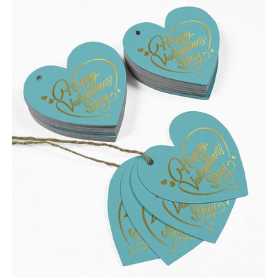 Etiquetas Pendentes Foil para Lembrancinhas de Garrafa "Feliz Dia dos Namorados" - Inkdotpot 50 Etiquetas Metalizadas / Azul - Ouro Rosé