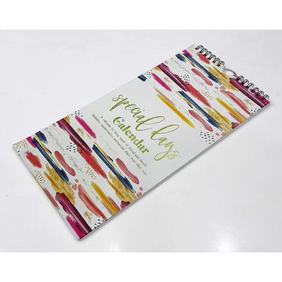 Calendário Perpétuo Pinceladas para Aniversários e Eventos Especiais, Impressão em Folha Dourada, Planejador e Organizador - Inkdotpot 27,94 Cm × 13,72 Cm / Multicolorido
