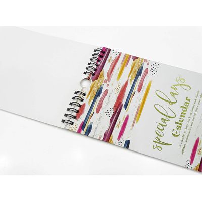 Calendário Perpétuo Pinceladas para Aniversários e Eventos Especiais, Impressão em Folha Dourada, Planejador e Organizador - Inkdotpot 27,94 Cm × 13,72 Cm / Multicolorido