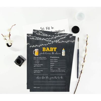 Inkdotpot 50 Cartões para Chá de Bebê, Neutro em Gênero, para Novos Pais - Inkdotpot 12,7 Cm × 17,78 Cm / Cinza - Palpites do Bebê