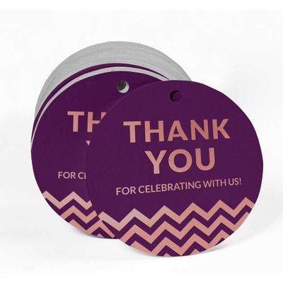 Etiquetas de Agradecimento em Papel Foil para Chá de Bebê, Casamento e Aniversário - Inkdotpot 100 Etiquetas Metalizadas / Roxo - Ouro Rosé