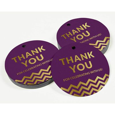 Etiquetas de Agradecimento em Papel Foil para Chá de Bebê, Casamento e Aniversário - Inkdotpot 100 Etiquetas Metalizadas / Roxo - Ouro Rosé