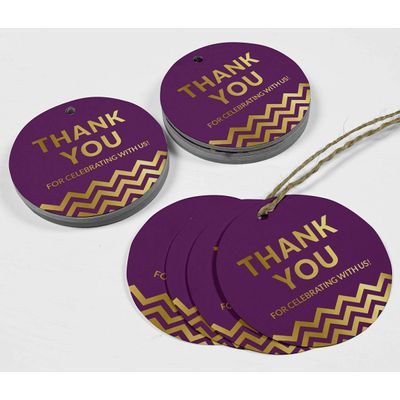 Etiquetas de Agradecimento em Papel Foil para Chá de Bebê, Casamento e Aniversário - Inkdotpot 100 Etiquetas Metalizadas / Roxo - Ouro Rosé