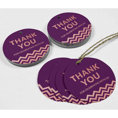 Etiquetas de Agradecimento em Papel Foil para Chá de Bebê, Casamento e Aniversário - Inkdotpot 100 Etiquetas Metalizadas / Roxo - Ouro Rosé