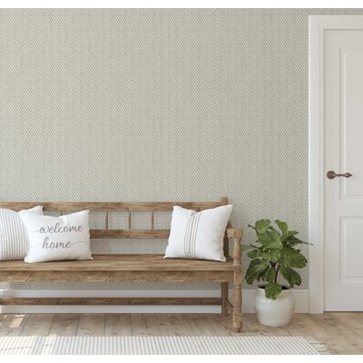 Papel de Parede Vinil Removível, Bolinhas de Coração Urban Chic, Impermeável, Bege, para Quartos e Salas - S4Sassy 63,5 cm (L) × 152,4 cm (C) / Bege - Vinil Texturizado
