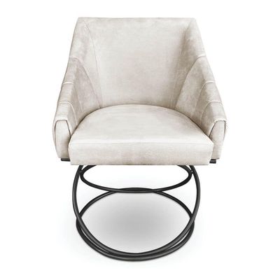 Kit 4 Poltronas Luxo Alana Suede Bege Base Luxo Preto - Pallazio