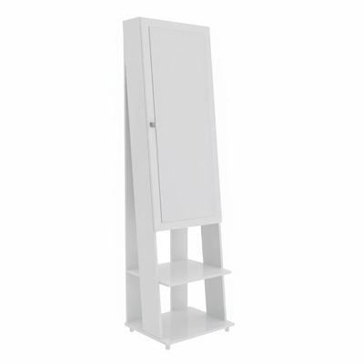 Espelho De Chão Retangular 175X49Cm Com 2 Prateleiras Organizador Porta Acessórios Inclinado Retrô
